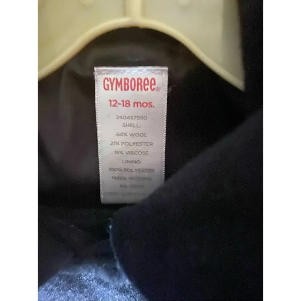 Gymboree baby girl, black wool blend pea coat size 12/18 months ￼
